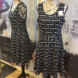 NWT Black and White Fit and Flare Dress